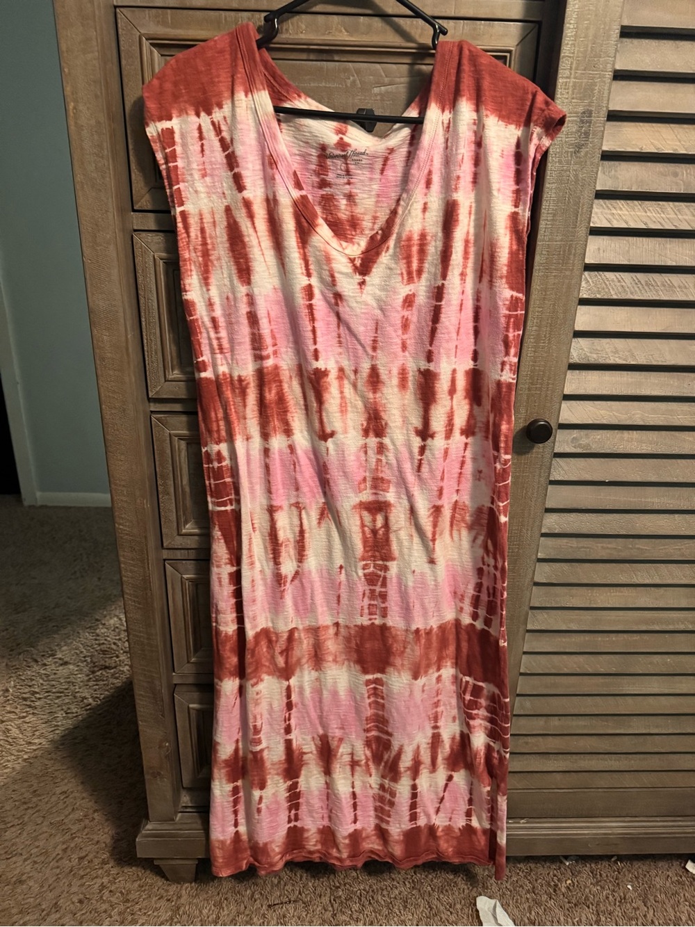 Universal Thread Tie-Dye V-Neck Maxi Dress in Pink and Rust